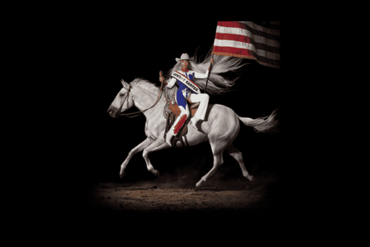 Nuovo album Beyoncé copertina con la cantante a cavallo e bandiera americana